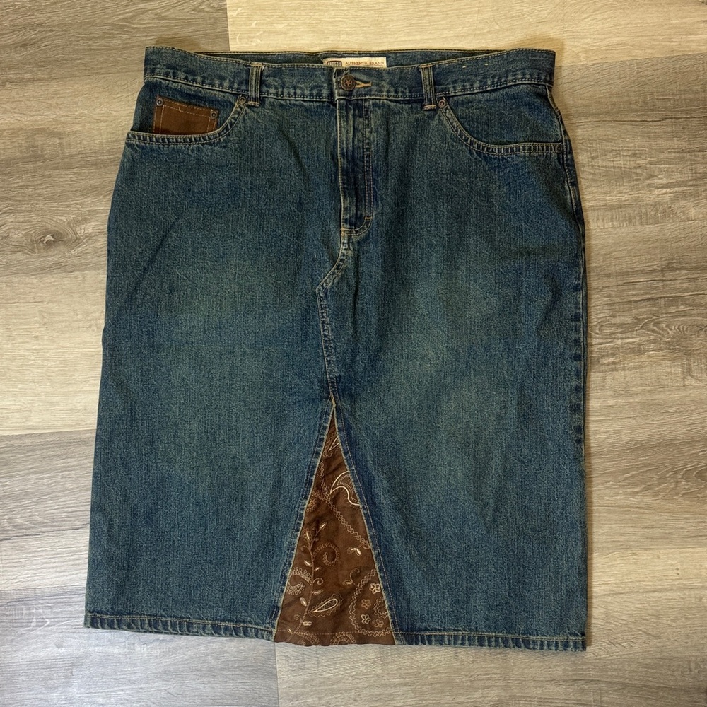 Y2K Vintage Faded Glory 100% Cotton Denim Midi Skirt